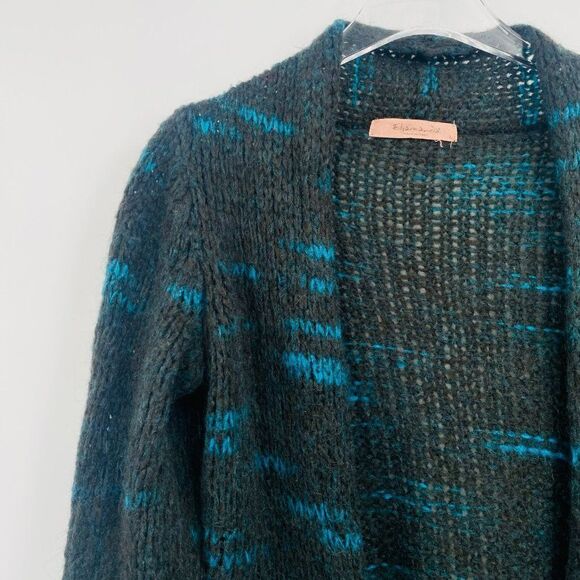 Elsamanda Size Large Made in Italy Blue & Black Mohair Wool Cardigan Sweater - Picture 4 of 10